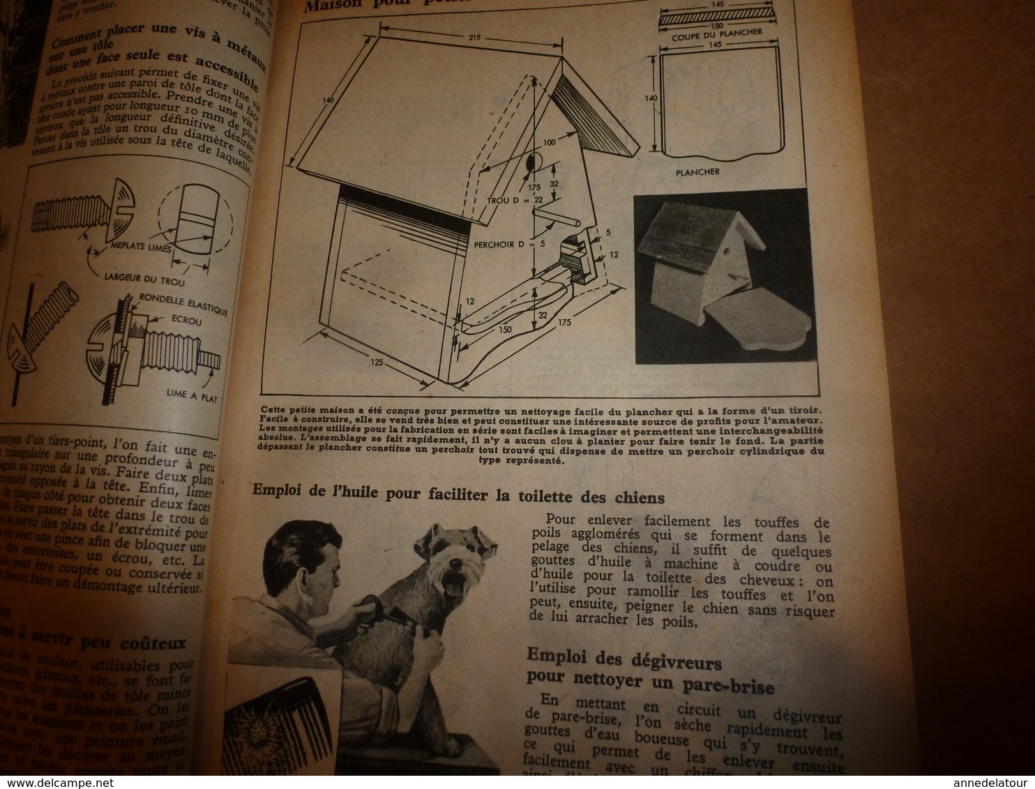 1952 MÉCANIQUE POPULAIRE: Pour avoir la forme TOP à 50 ans; Colombophilie ; Faire une table roulante pour jardinier;etc