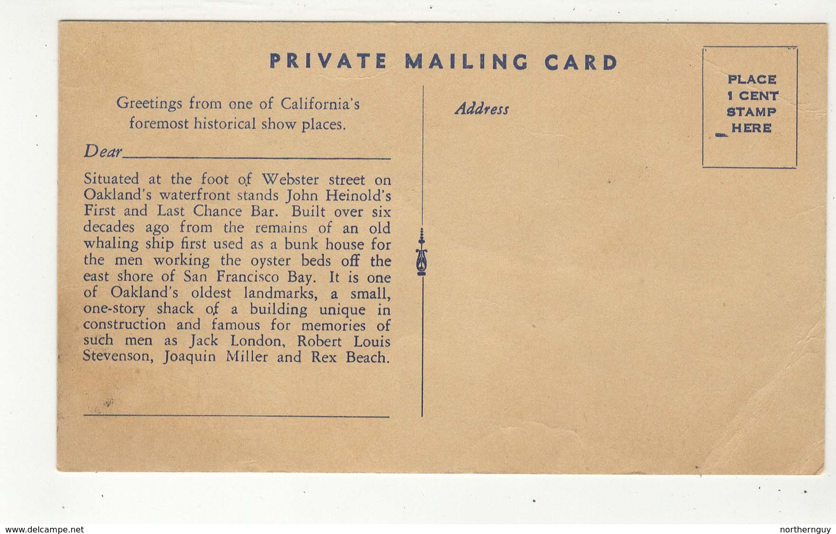 OAKLAND, California, USA, Historic Heinhold Bar, Webster Street, Pre-1920 Advertising Postcard - Oakland