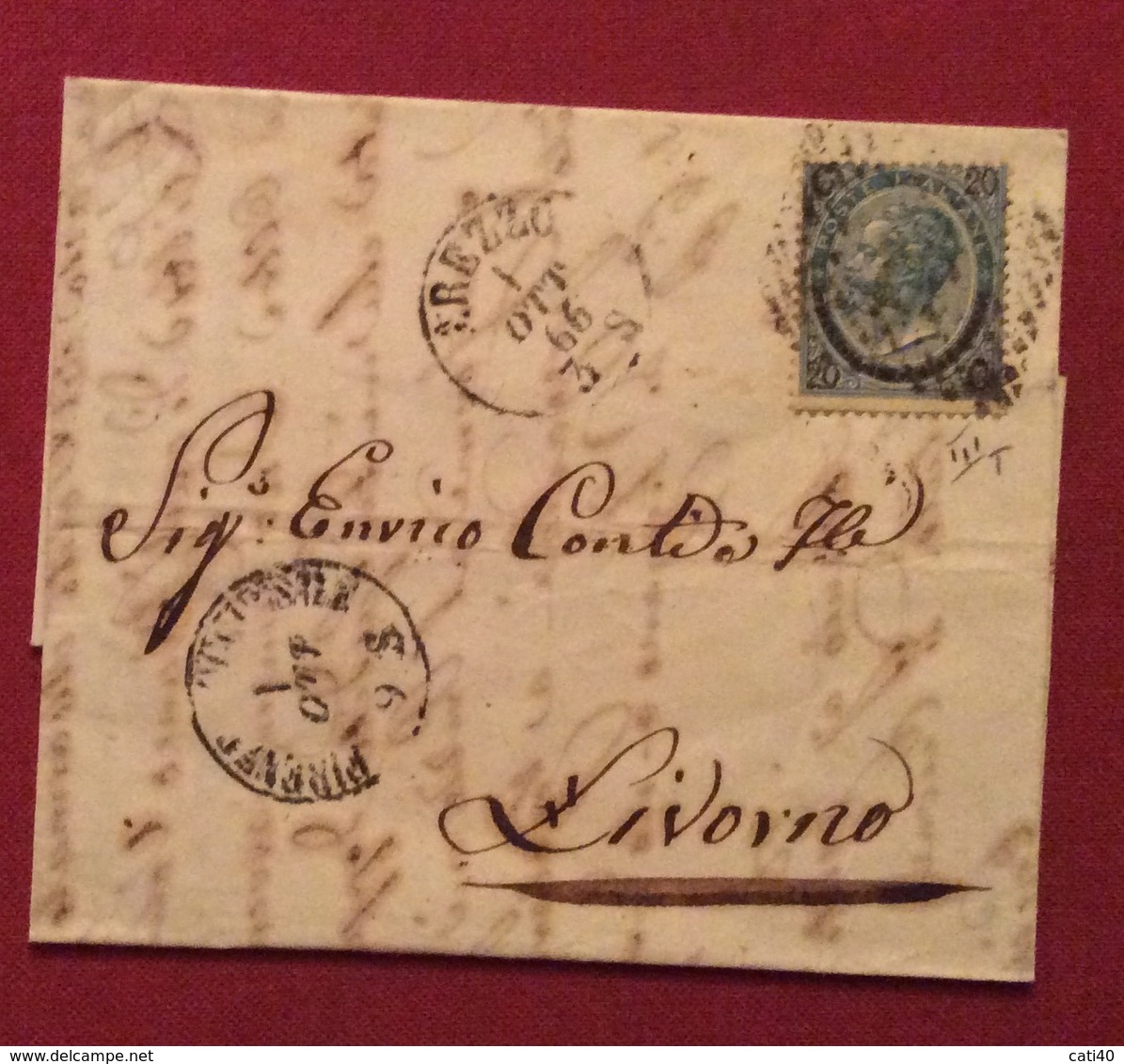 AREZZO 1/10/66 + Punti Su 20/15 Tipo 3  LETTERA COMPLETA  DI TESTO PER LIVORNO - Storia Postale