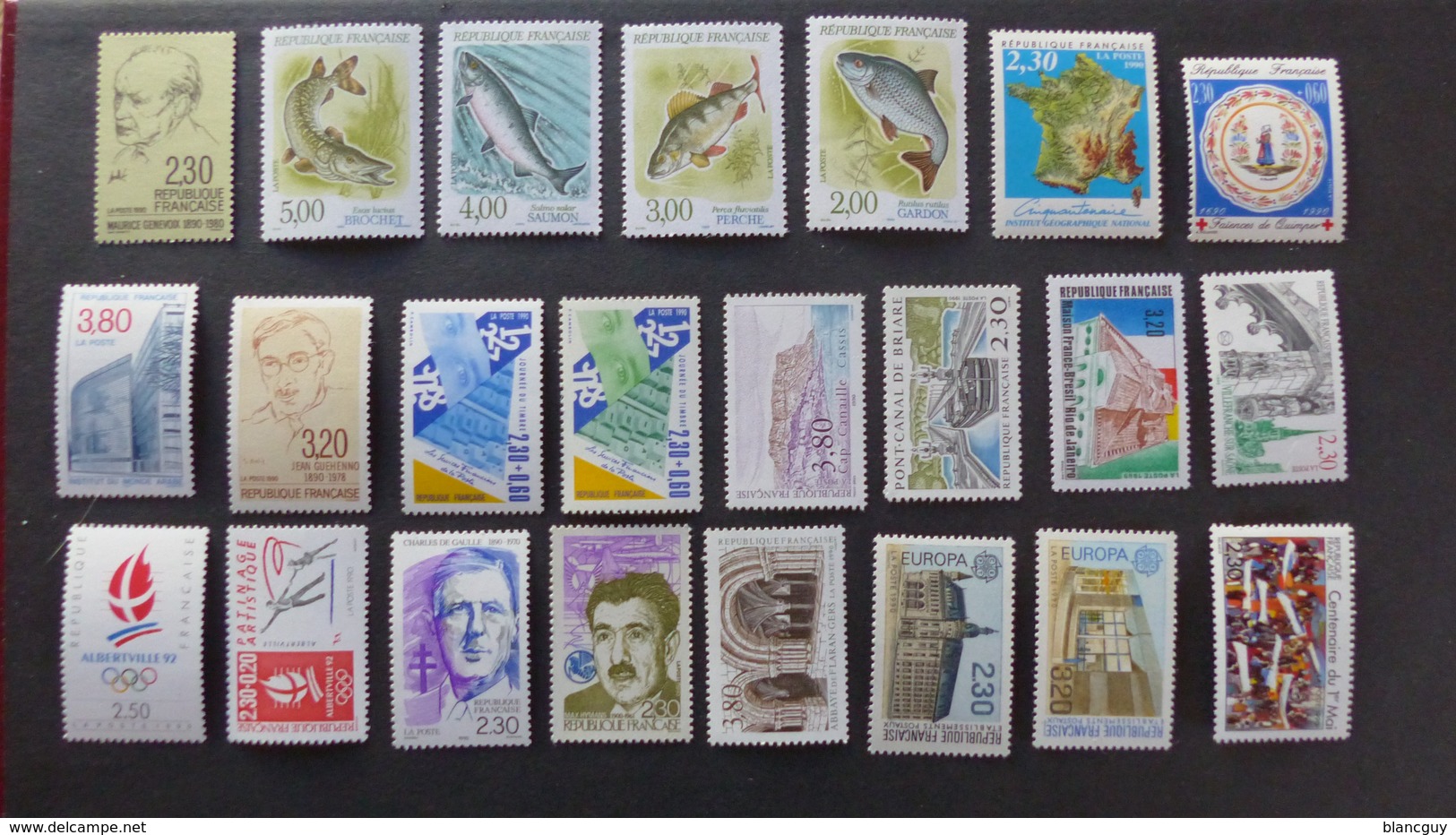 FRANCE - Année 1990 - 56 Timbres ** Neufs Sans Charnière Différents - Vrac (max 999 Timbres)