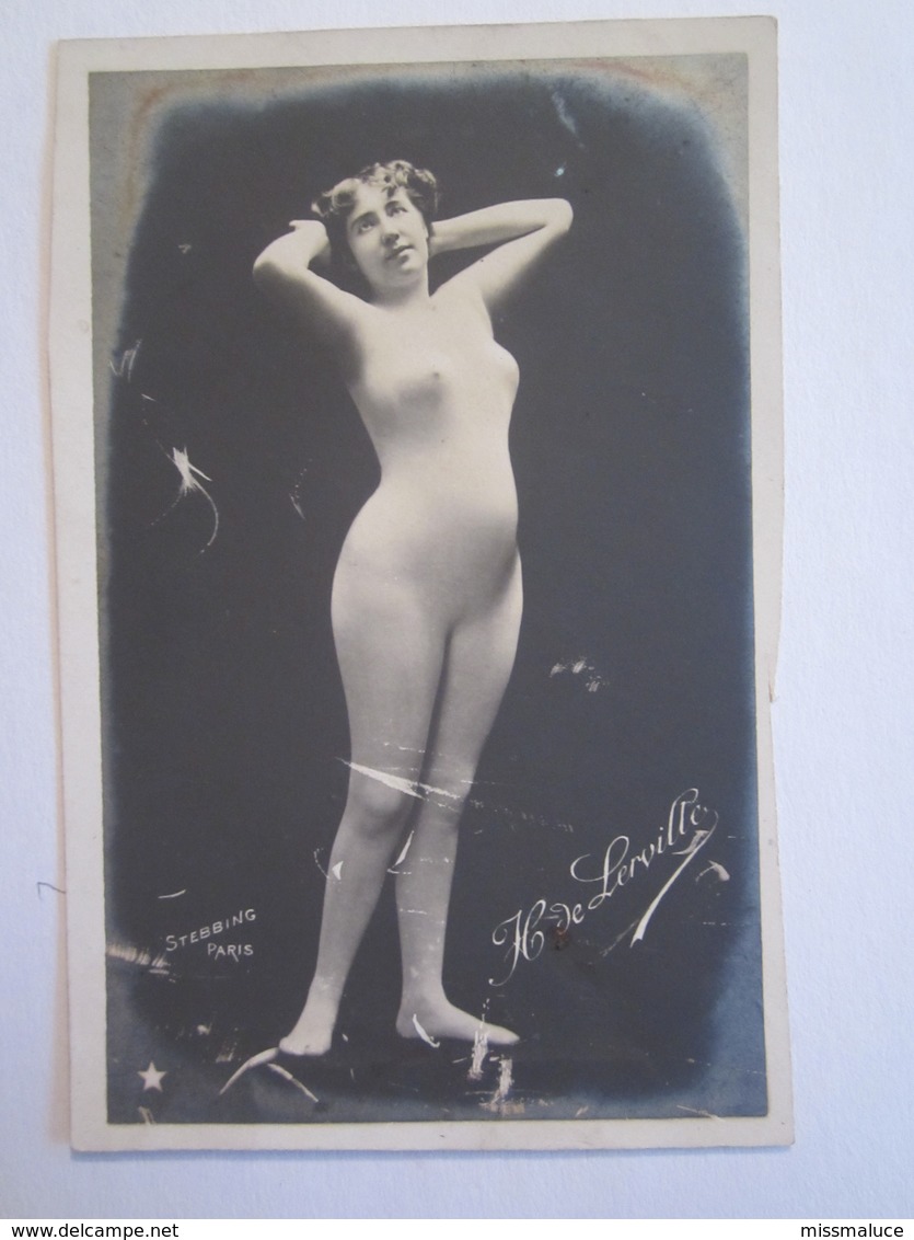 Pin-up Pin-ups Femme Nue Seins Nus H De Lerville  Stebbing Paris état Coupée Sur Le Côté Droit - Pin-Ups