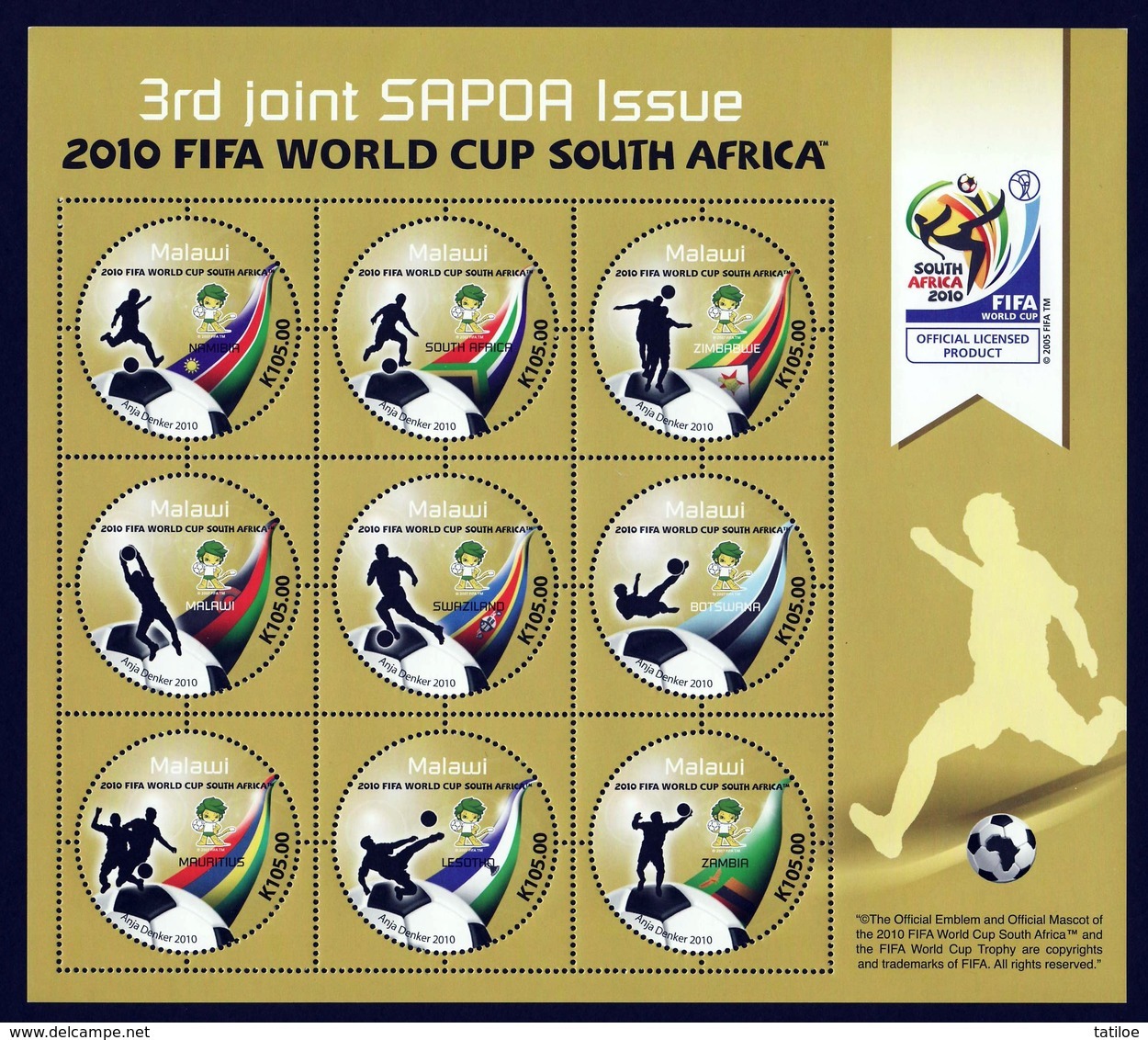 Malawi 2010 SAPOA Fifa World Cup Mini-Sheet, MNH / Mint / ** ( - Malawi (1964-...)