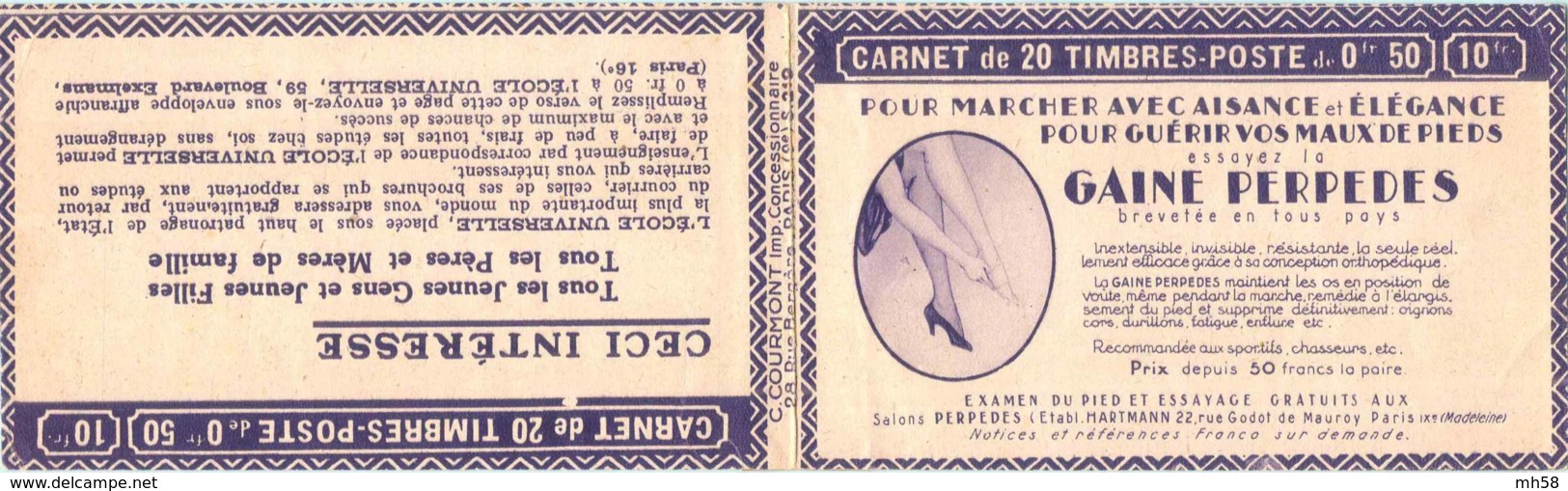 FRANCE - Carnet Série 219 Couverture Vide Perpedes Gaine- 50c Fachi Rouge II - YT 272 C… - Autres & Non Classés