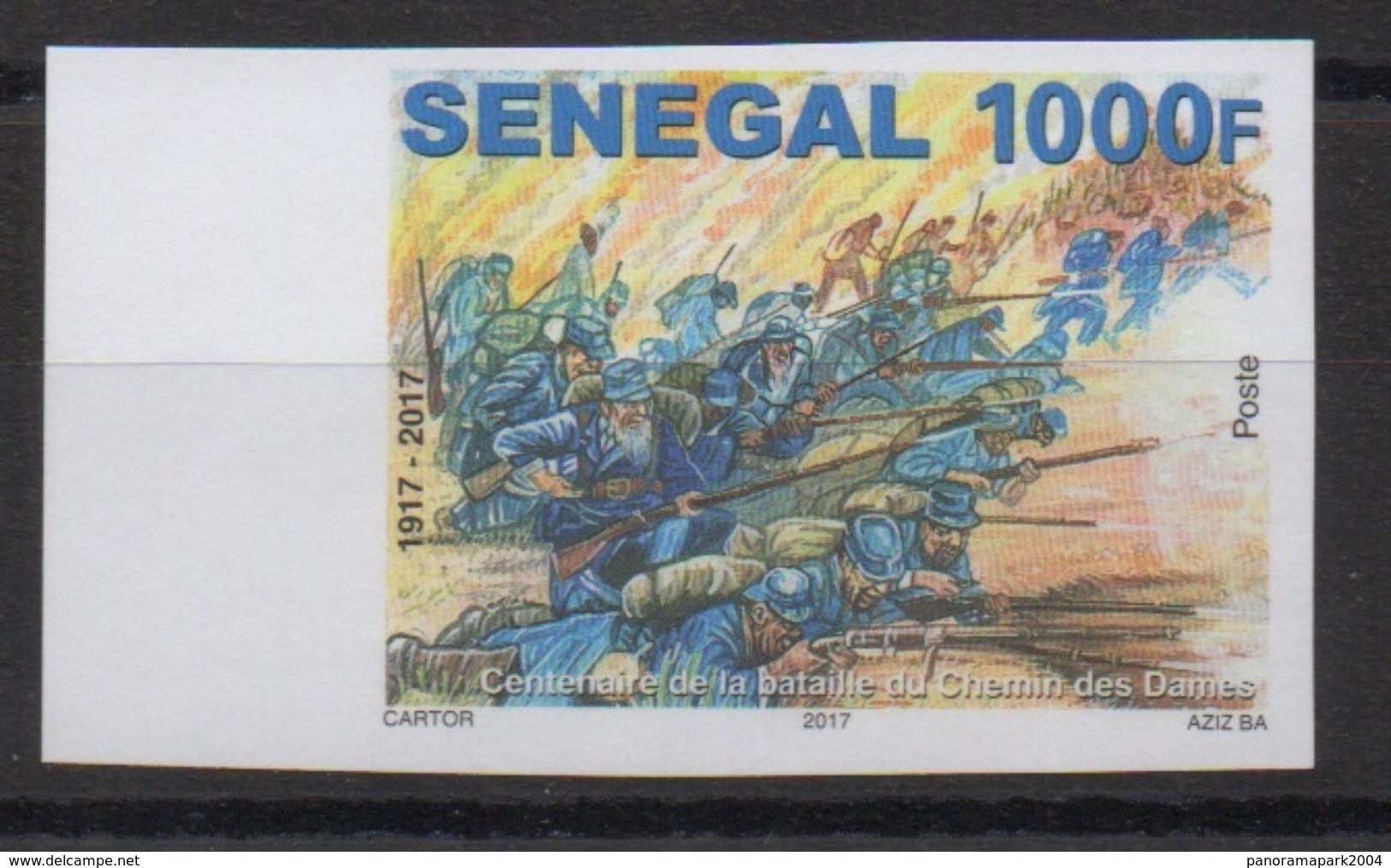 Sénégal 2017 Mi. 2257 IMPERF ND Centenaire Bataille Du Chemin Des Dames Guerre Mondiale Erster Weltkrieg World War One - Prima Guerra Mondiale