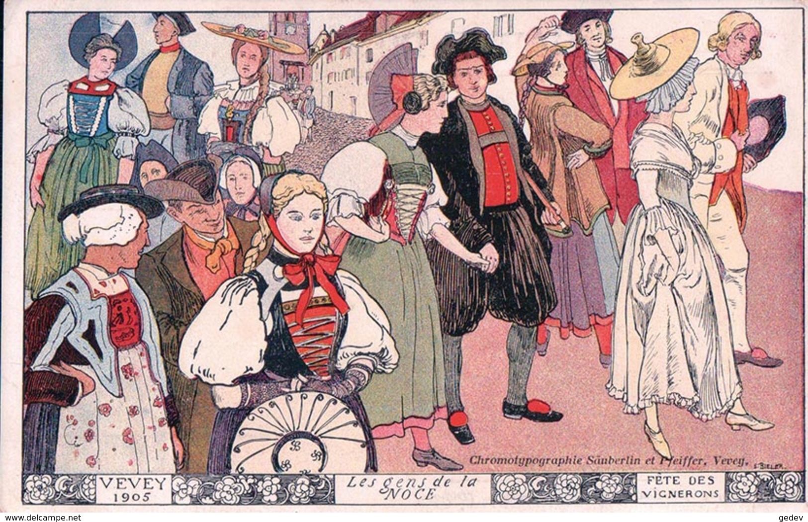 Vevey, Fête Des Vignerons 1905, Les Gens De La Noce, Litho (249) - Vevey