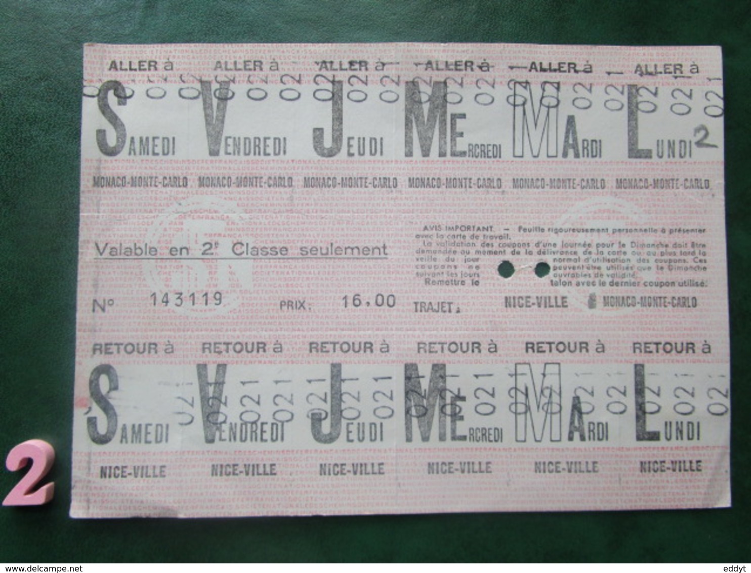 Planche 12 TICKETS Collection CARTE HEBDOMADAIRE De TRANSPORT Aller: MONACO-MONTE-CARLO Et Retour: NICE - Monde