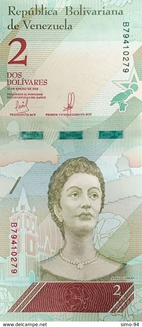 Venezuela P.new 2 Bolivares 2018 Unc - Venezuela