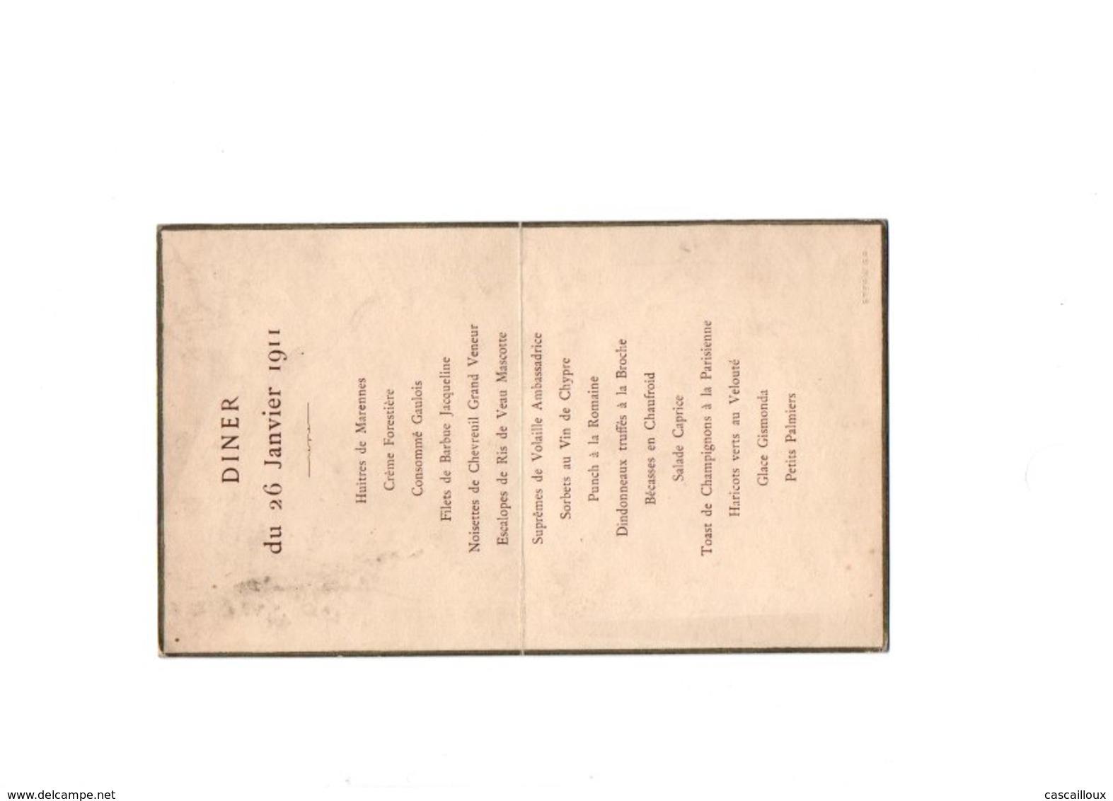 Menu De 1911 - Menus