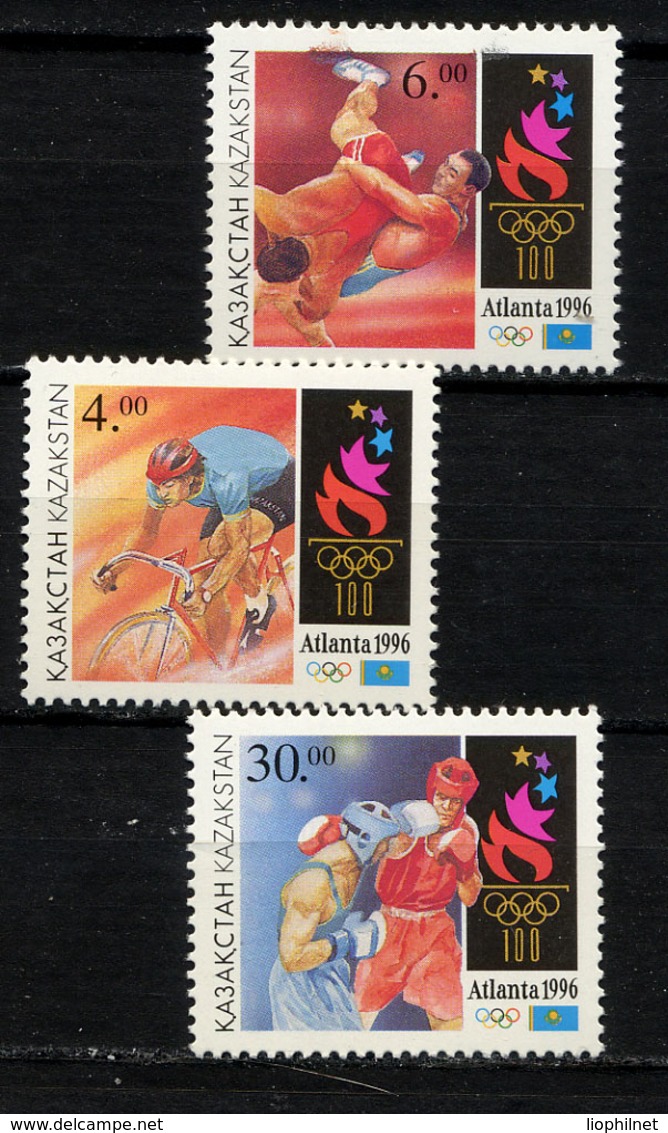 KAZAKHSTAN 1996, J.O. Atlanta, Boxe, Lutte, Cyclisme, 3 Valeurs., Neufs / Mint. R615 - Kazakhstan