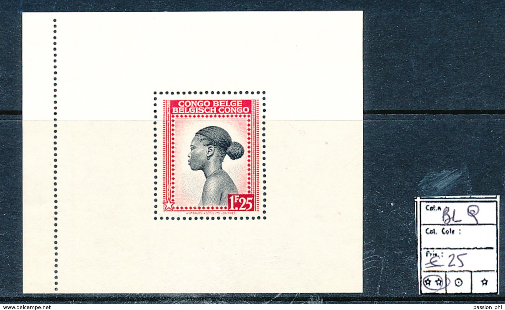 BELGIAN CONGO COB BL9  MNH SANS CHARNIERE - Blocs