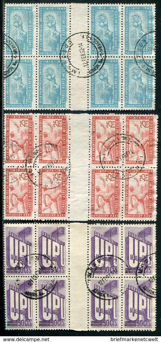 Mexiko / 1950 / Mi. 1003-1005 Je 8er-Block Mit Zwischensteg O (5/393) - Mexique