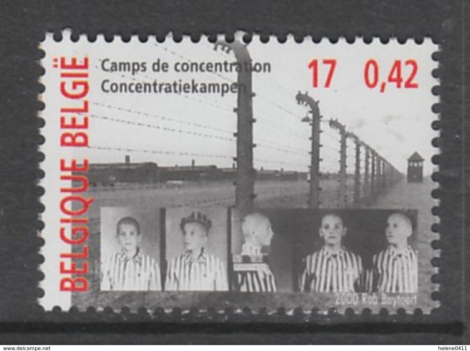 TIMBRE NEUF DE BELGIQUE - LES CAMPS DE CONCENTRATION N° Y&T 2941 - WW2 (II Guerra Mundial)