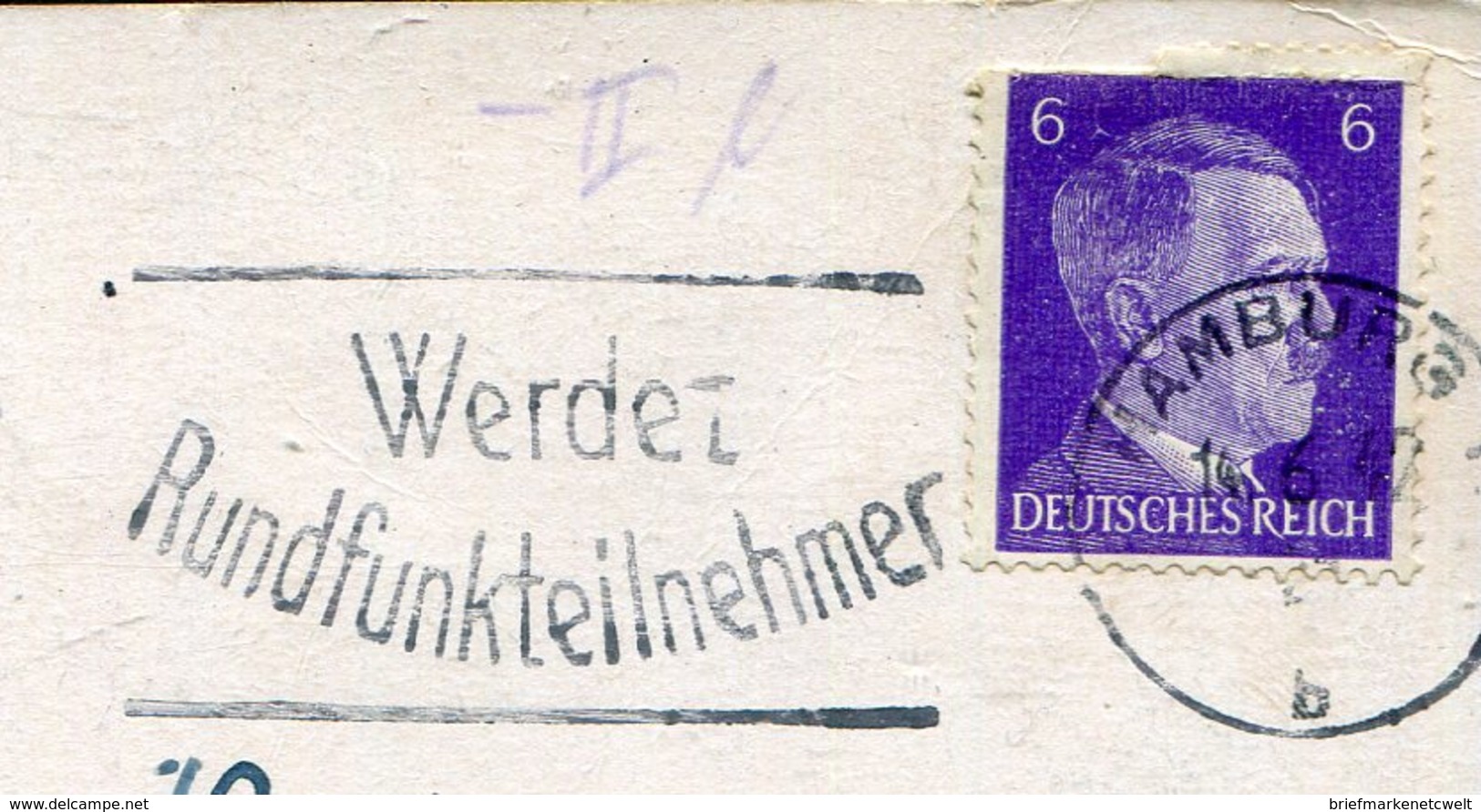 Deutsches Reich / 1942 / Masch.-Stempel Hamburg "Werdet Rundfunkteilnehmer" A. AK (Hamburg-Alsterkarkaden) (5/395) - Maschinenstempel (EMA)