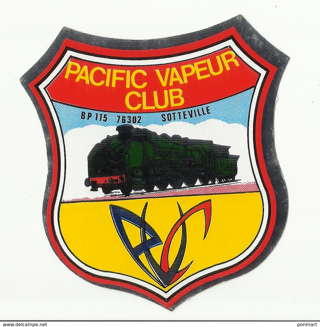 Autocollant Pacific Vapeur Club BP 115 76302 Sotteville - Chemin De Fer