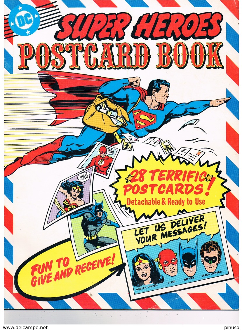 SUPER HEROES POSTCARD BOOK ( Superman, Superwoman, Batman, Green Latern ) ( 28 Postcards ) - Bandes Dessinées