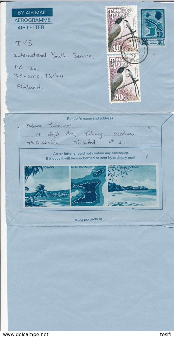Trinidad & Tobago 1995 An Uprated Stationery To Finland - Trinité & Tobago (1962-...)