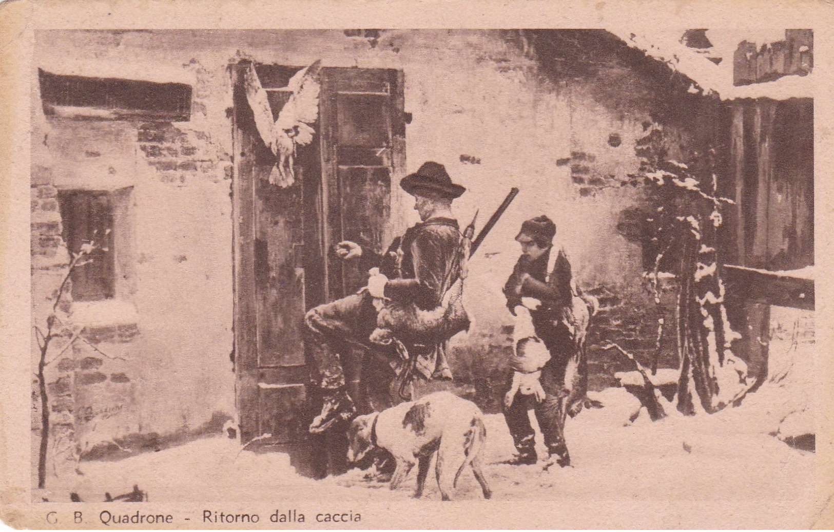 G.B. QUADRONE-RITORNO DALLA CACCIA,ITALY OLD POSTCARD (C226) - Autres & Non Classés