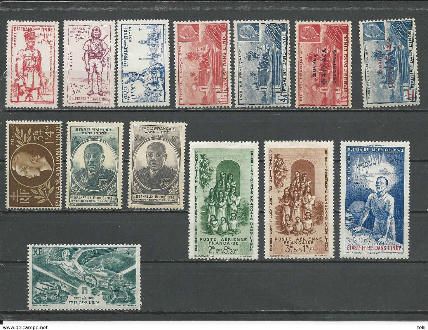 INDE FRANCAISE Voir Détail (14) * Cote 13,50 $ 1941-6 - Unused Stamps