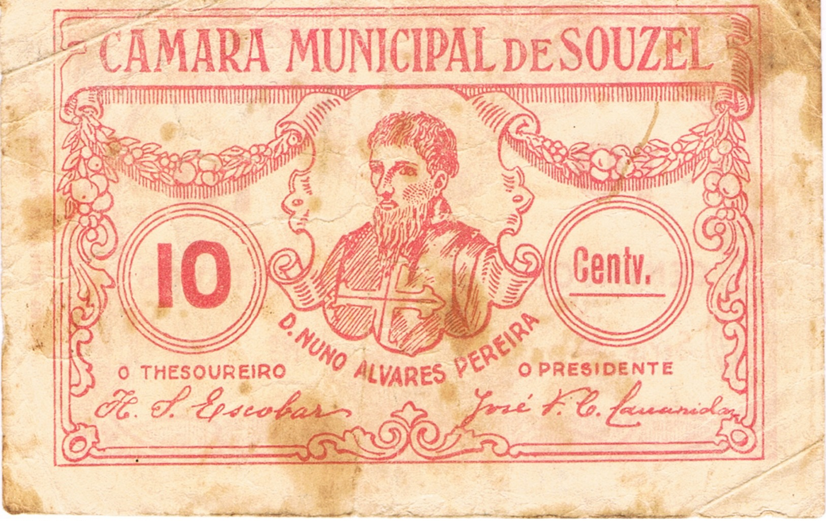 CÉDULA DA CÂMARA MUNICIPAL DE SOUZEL 10 CENTAVOS - Portugal