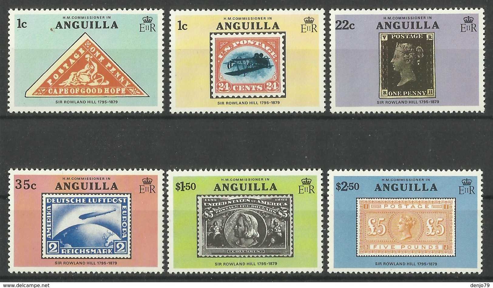 ANGUILLA 1979 DEATH CENTENARY OF ROWLAND HILL SET MNH - Anguilla (1968-...)