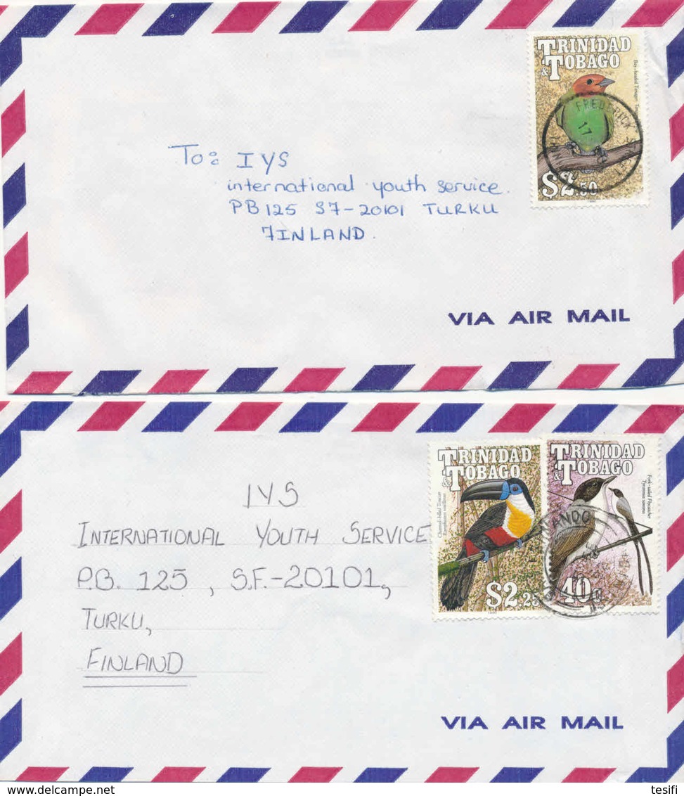 Trinidad & Tobago 1992 2 Covers To Finland, Birds - Trinité & Tobago (1962-...)