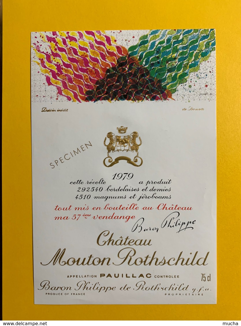 9713 - Château Mouton Rothschild 1979 Artiste De Domoto Spécimen - Bordeaux