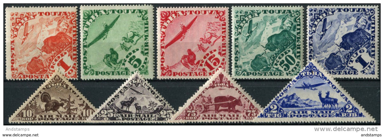 Tuva 1934. Michel #49/57 VF/MNH. Airplanes (Ts25) - Tuva