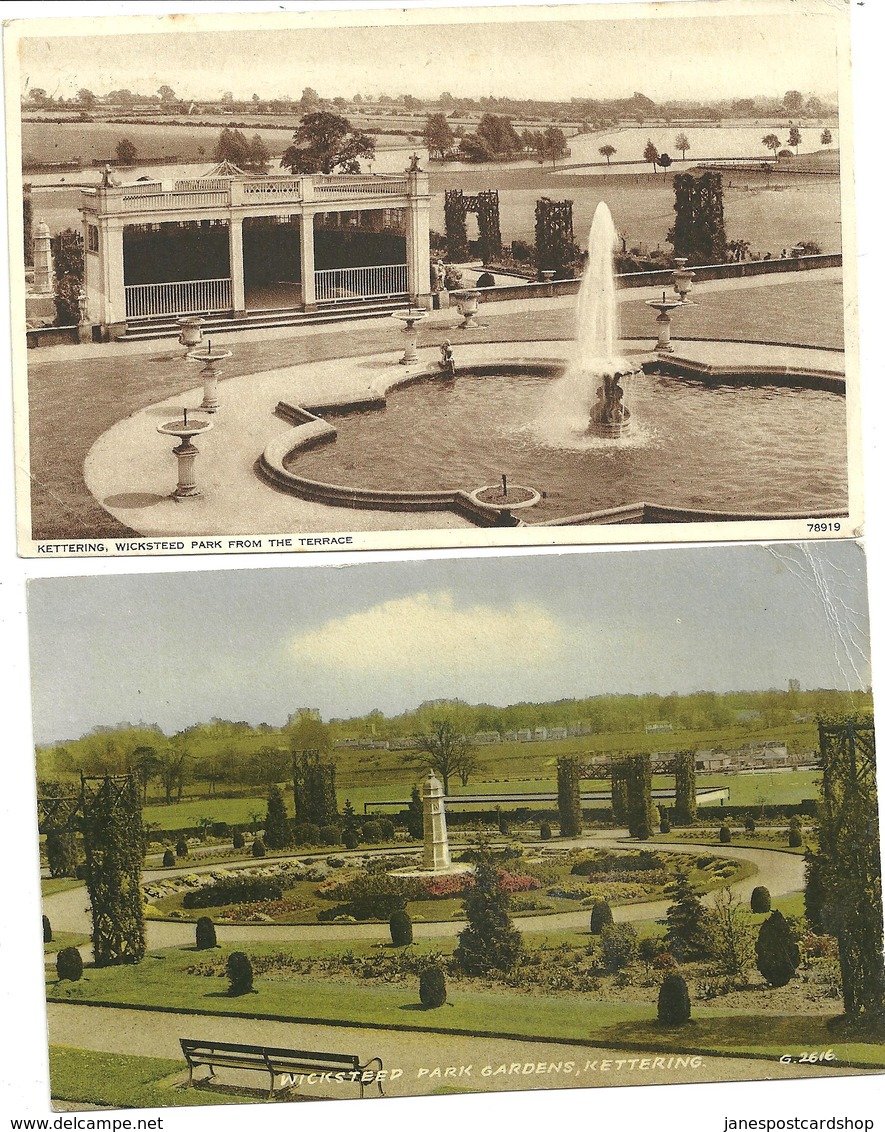 2 POSTCARDS WICKSTEED PARK GARDENS KETTERING - NORTHAMPTONSHIRE - Northamptonshire