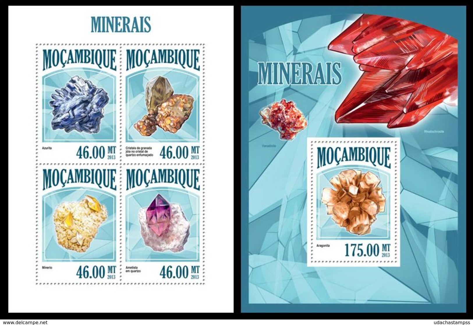 Mozambique 2013, Minerals, Klb + S/s MNH - Minéraux