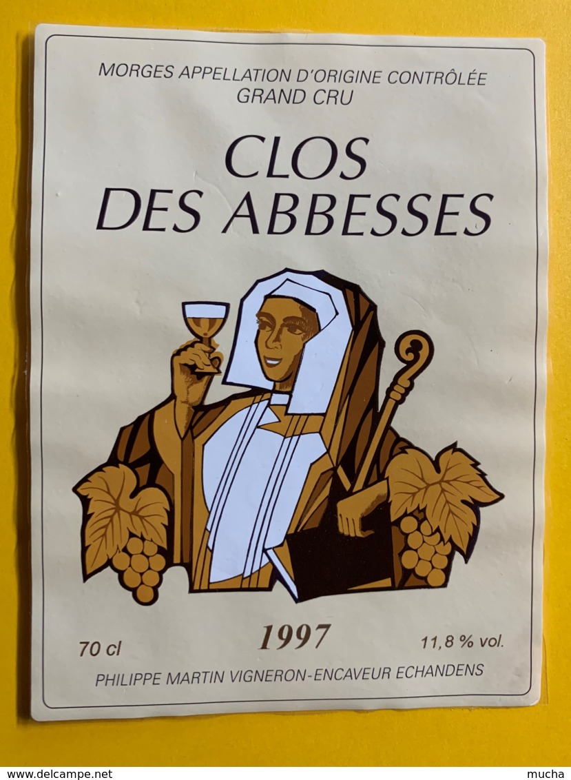 9722 - Clos Des Abbesses 1997 Suisse Collée Sur Papier - Bourgogne