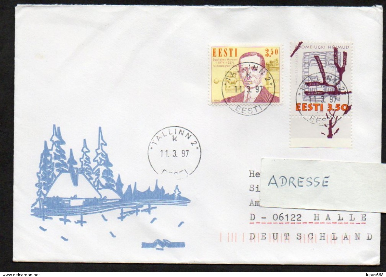 Estland 1997  MiNr. 263, 280  Auf Brief In Die BRD - Estonia