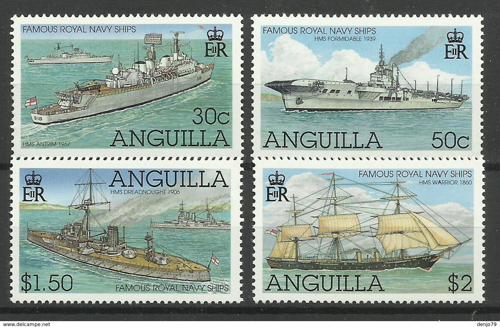 ANGUILLA 2002  FAMOUS ROYAL NAVY SHIPS SET MNH - Anguilla (1968-...)