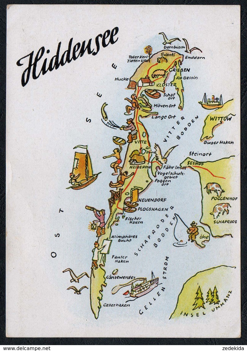 C1767 - Hiddensee Ostsee - Georg Hülsse - Druck Paul Cummerow - Landkarten