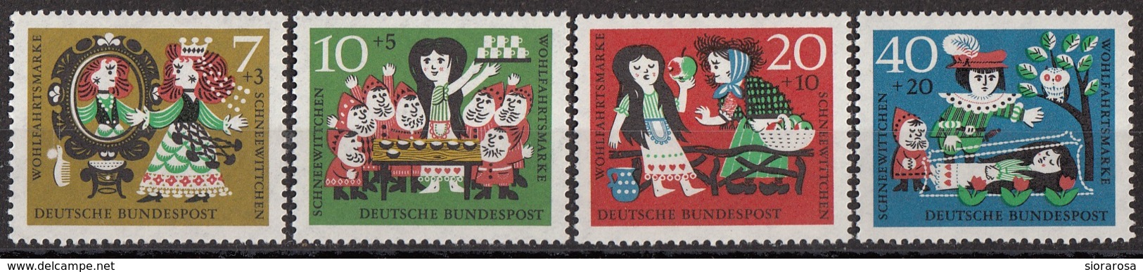 Germania 1962 Sc. B384/B387 Fairy Tale Favole Grimm Biancaneve Sette Nani - Full Set MNH Snow White Schneewittchen - Fiabe, Racconti Popolari & Leggende
