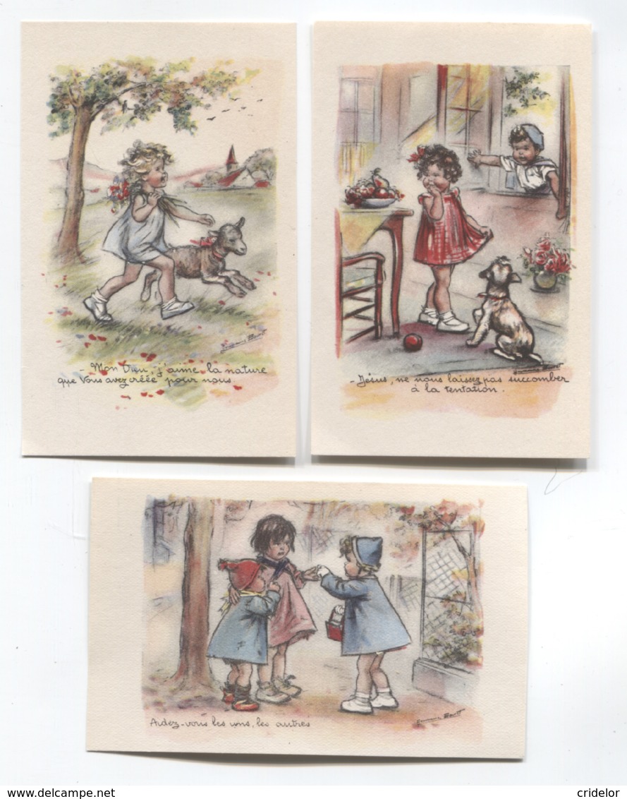 THEMES - ILLUSTRATEURS - BOURET GERMAINE - 3 MIGNONETTES 10 Cm X 6.2 Cm - Bouret, Germaine