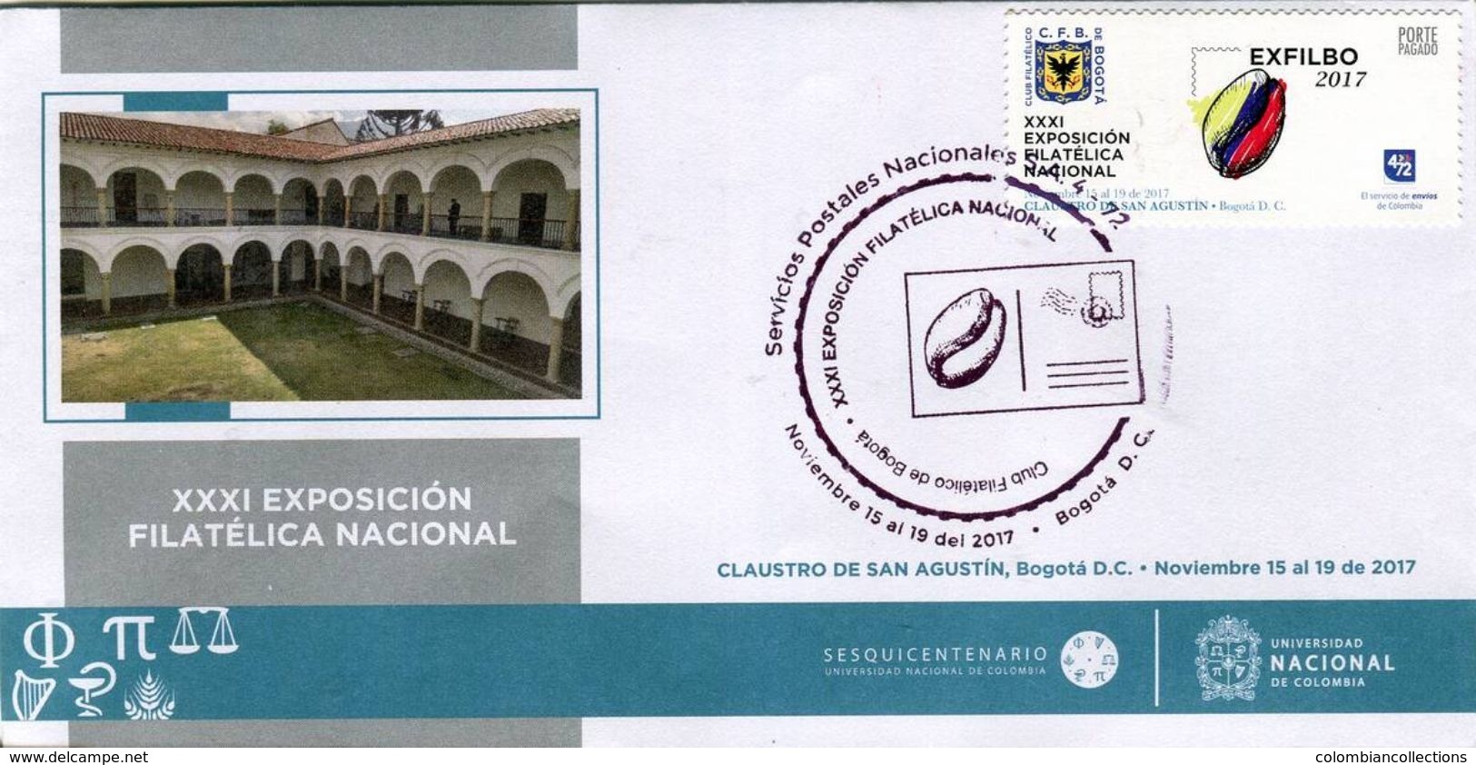 Lote 2017-MP1, Colombia, 2017, SPD-FDC, Exfilbo 2017, Cafe, Coffee, National Philatelic Exhibition - Colombia