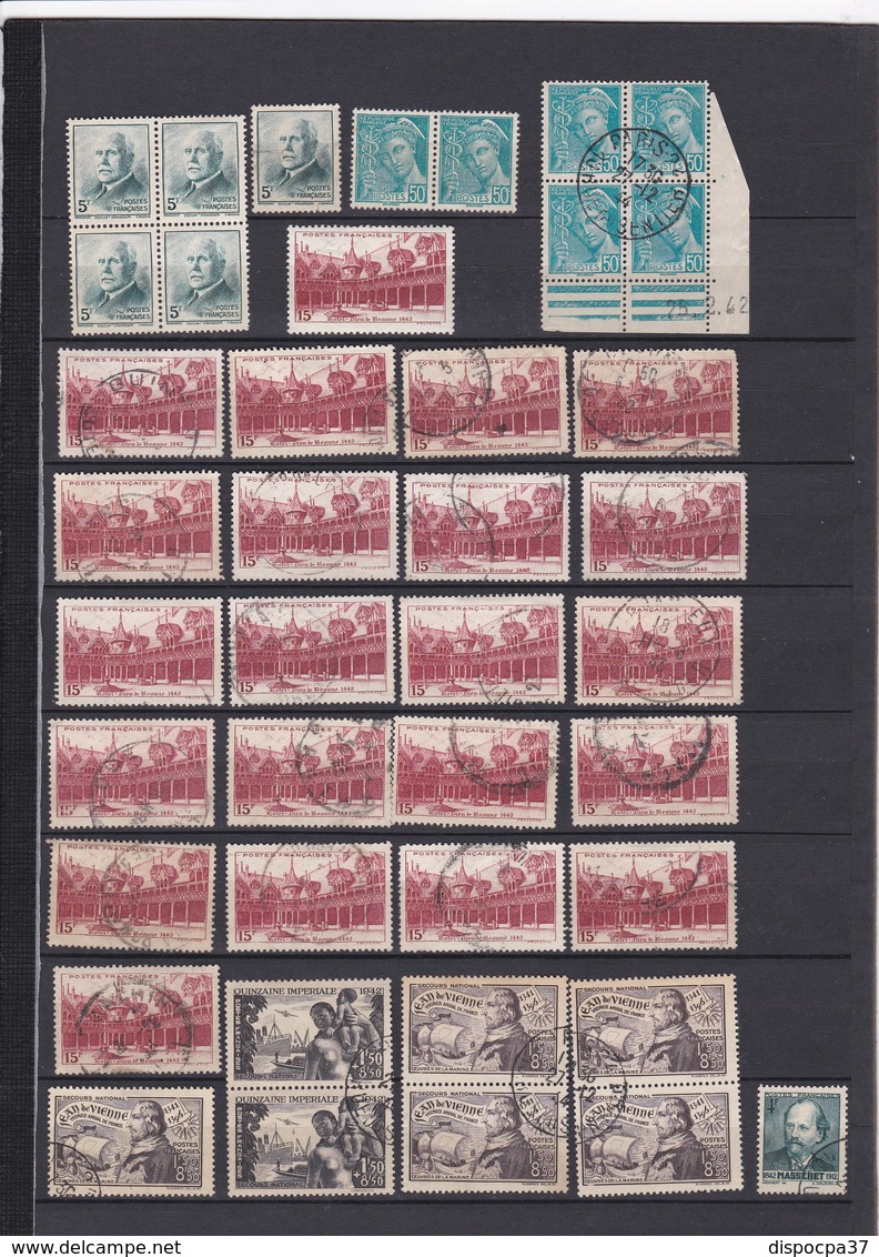 FRANCE VRAC 1937 / 1943   Oblitérés     NB = 335 Dont Doubles  - REF 24-24 - Vrac (max 999 Timbres)