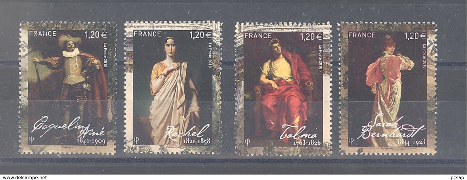 France Oblitérés (les 4  Timbres Du Bloc "actrices Acteurs") (cachet Rond) - Oblitérés