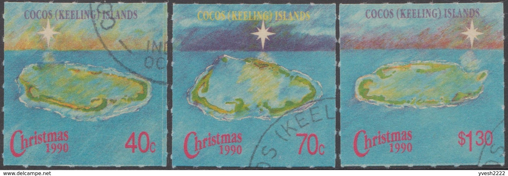 Cocos 1990 Y&T 223/5 Michel 237/9. Noël, Timbres De Carnet. Cote 8 &euro; - Cocos (Keeling) Islands