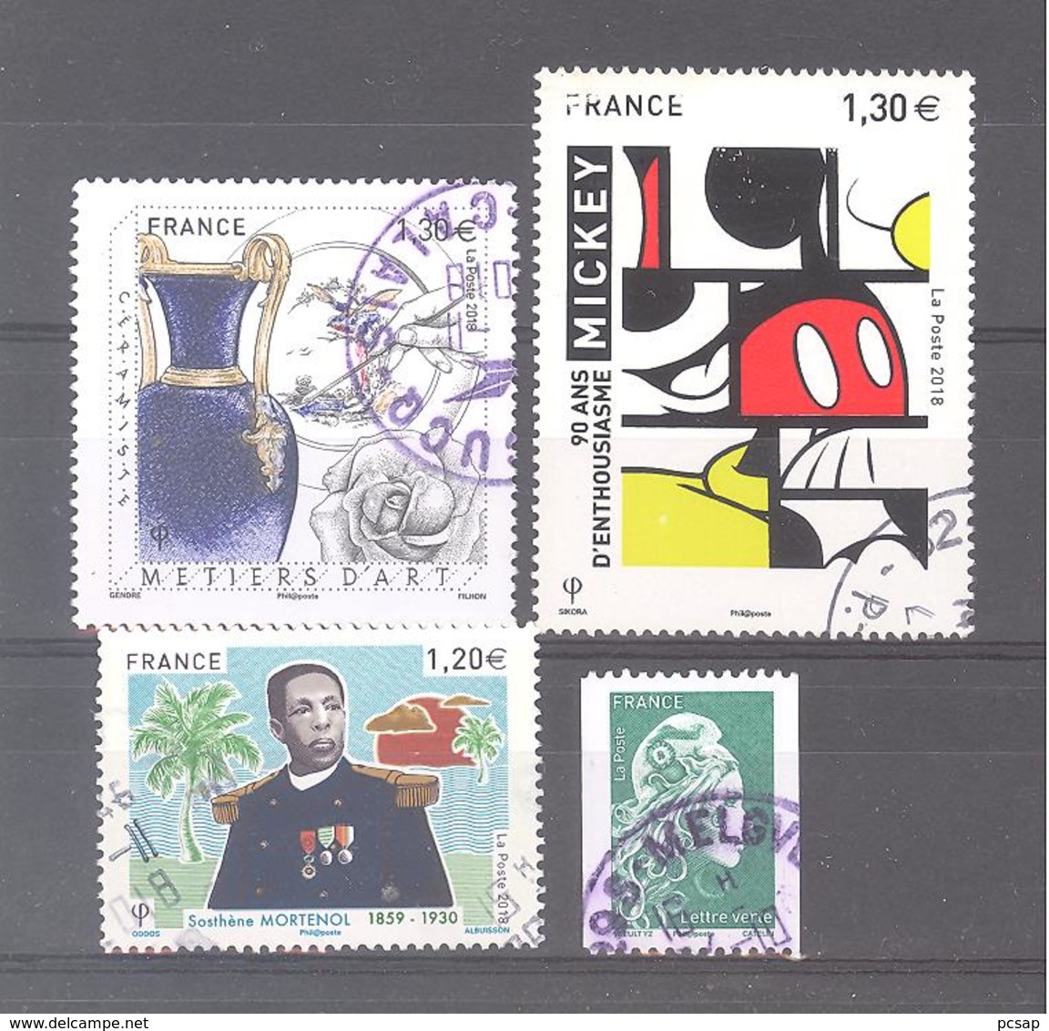 France Oblitérés : Céramiste - 90 Ans Mickey - Marianne L'Engagée (roulette Verte) & N°5211 (cachet Rond) - Gebraucht