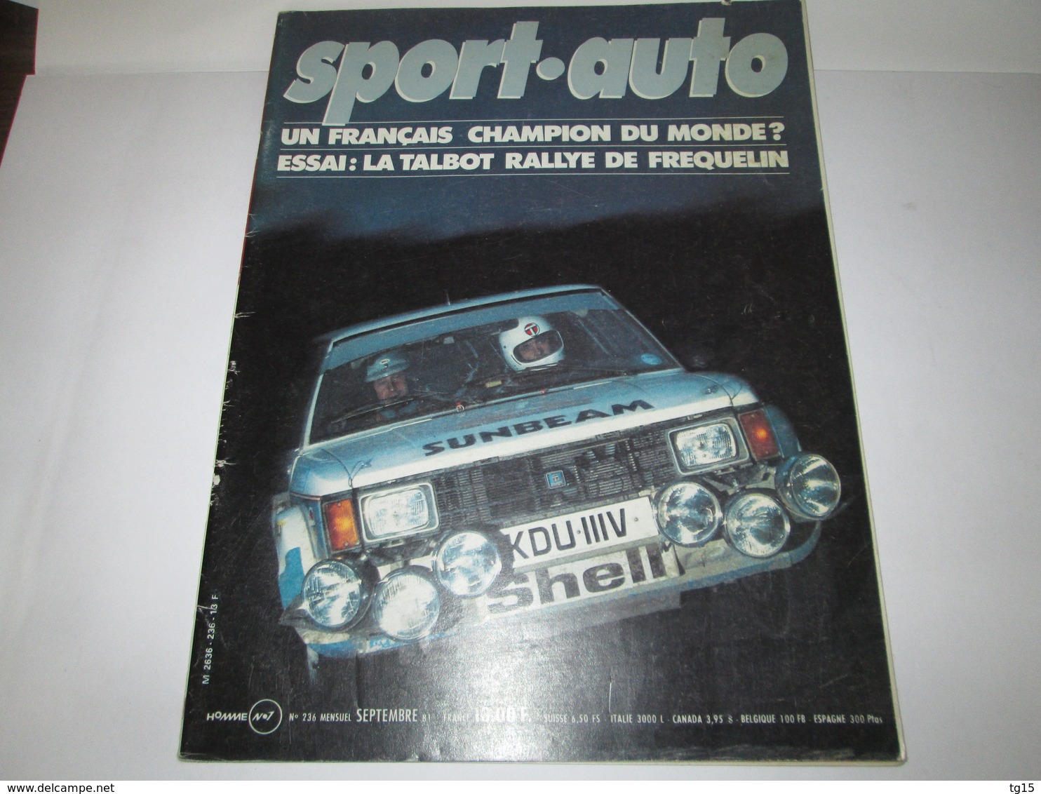 Revue  SPORT  AUTO NUMERO 236  SEPTEMBRE 1986 - Auto/Moto