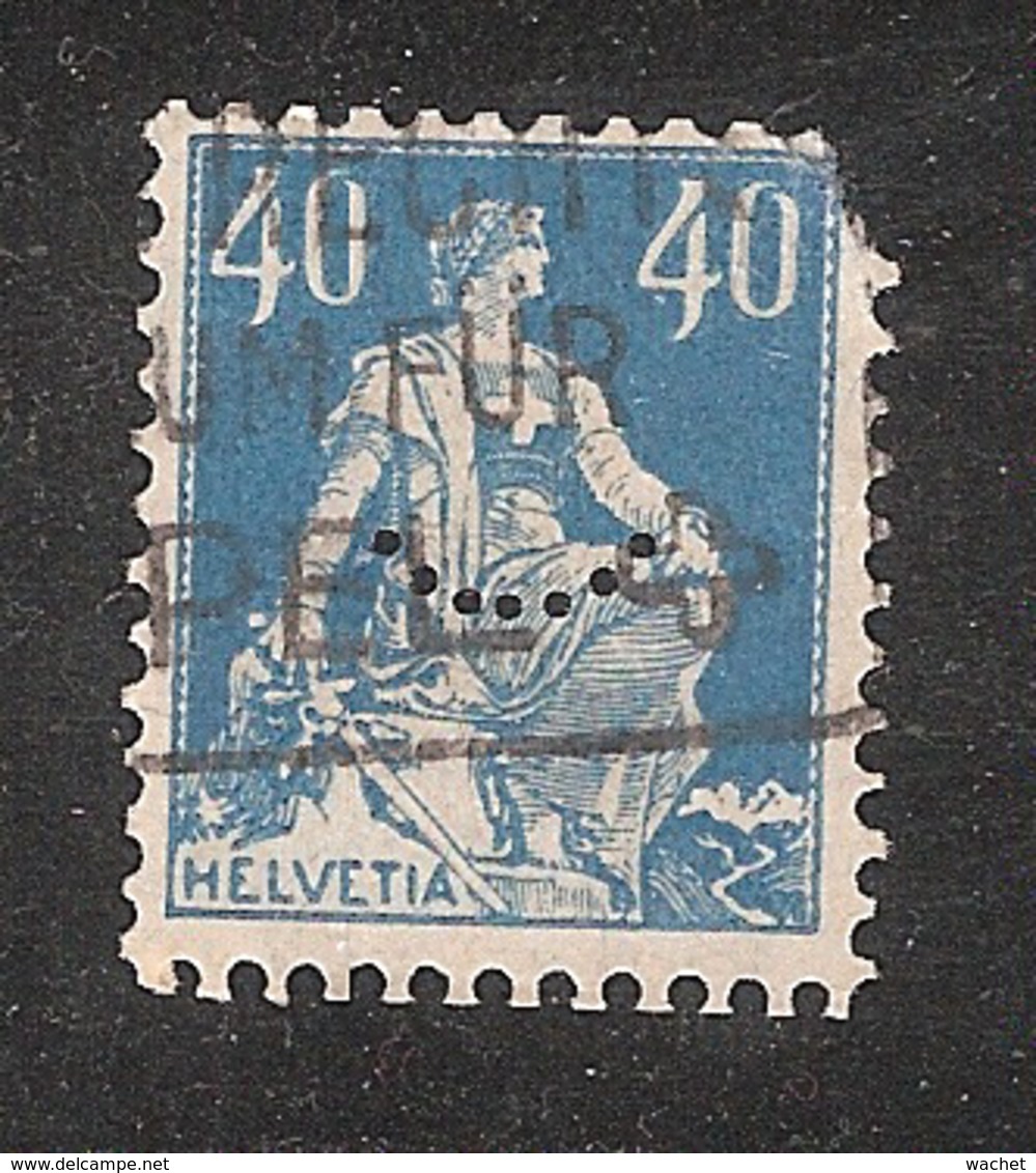 Perfin/perforé/lochung Switzerland No 169 1921-1924 - Hélvetie Assise Avec épée  Symbol  Flexion  Bankhaus Blankart & Co - Perforadas