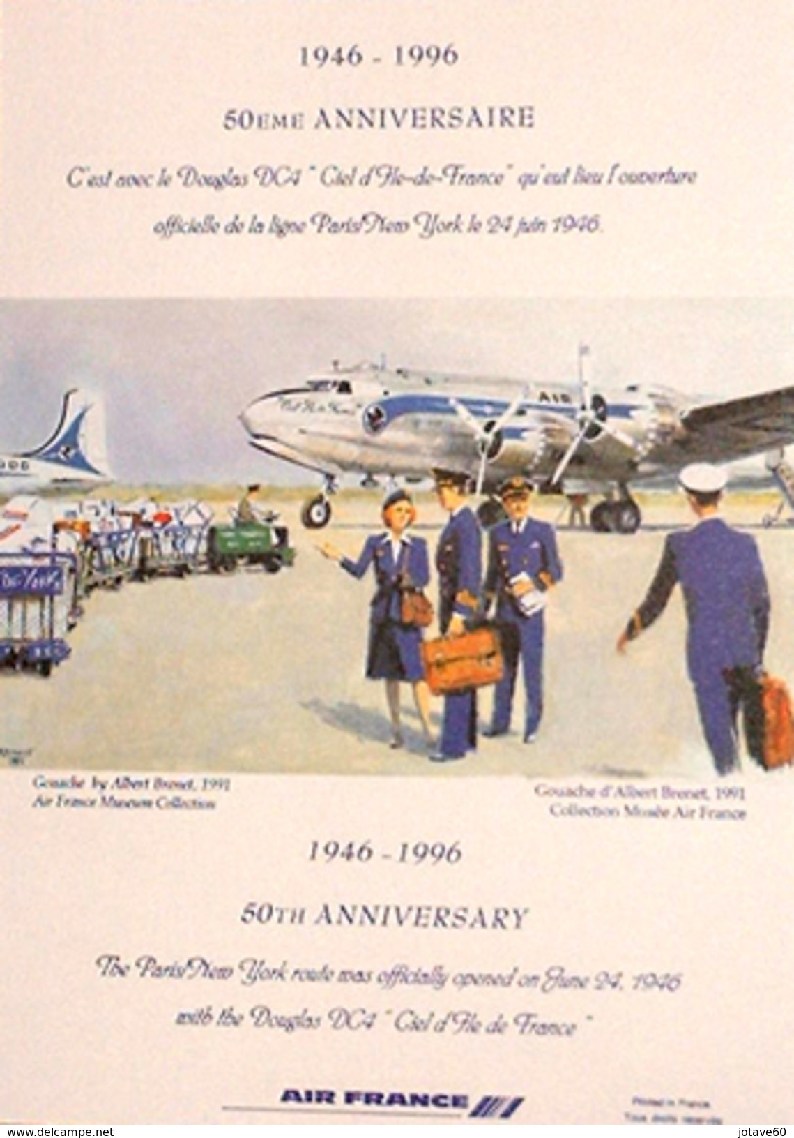 Menu Air France Classe Business - 50ème Anniversaire Paris - New-York 1996 - Menus