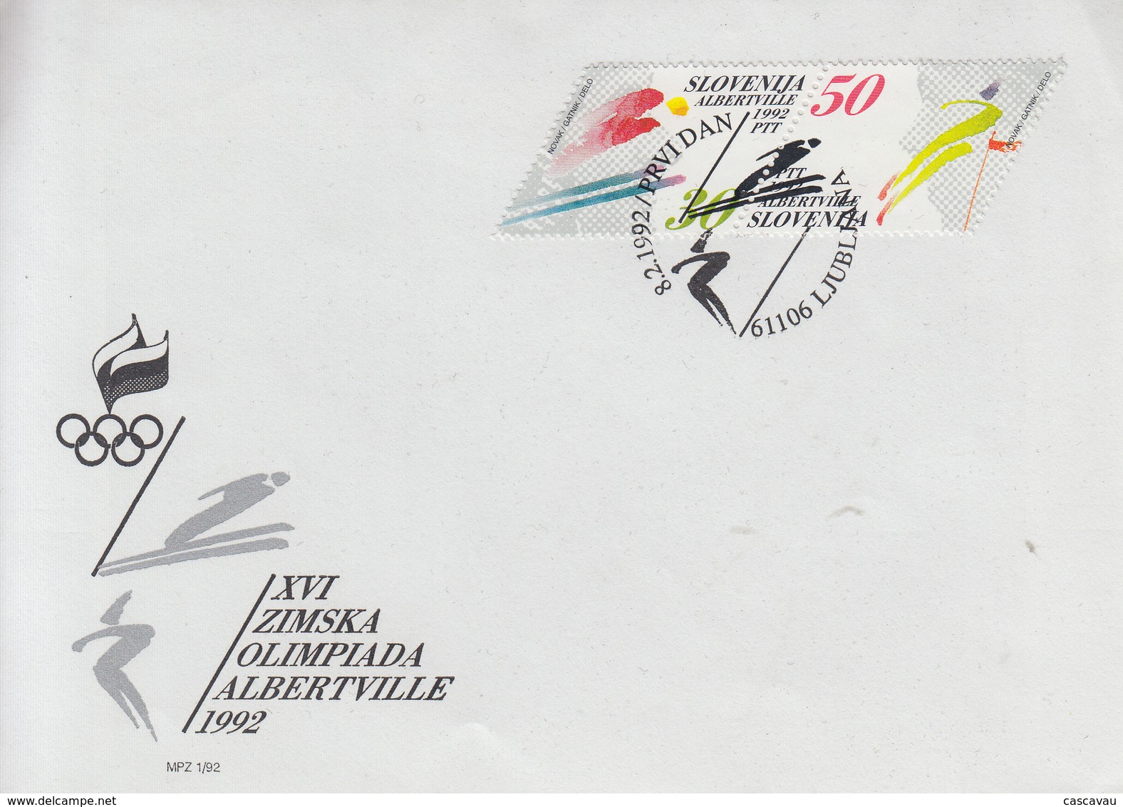 Enveloppe  FDC  1er  Jour   SLOVENIE    Jeux   Olympiques   D' ALBERTVILLE    1992 - Winter 1992: Albertville