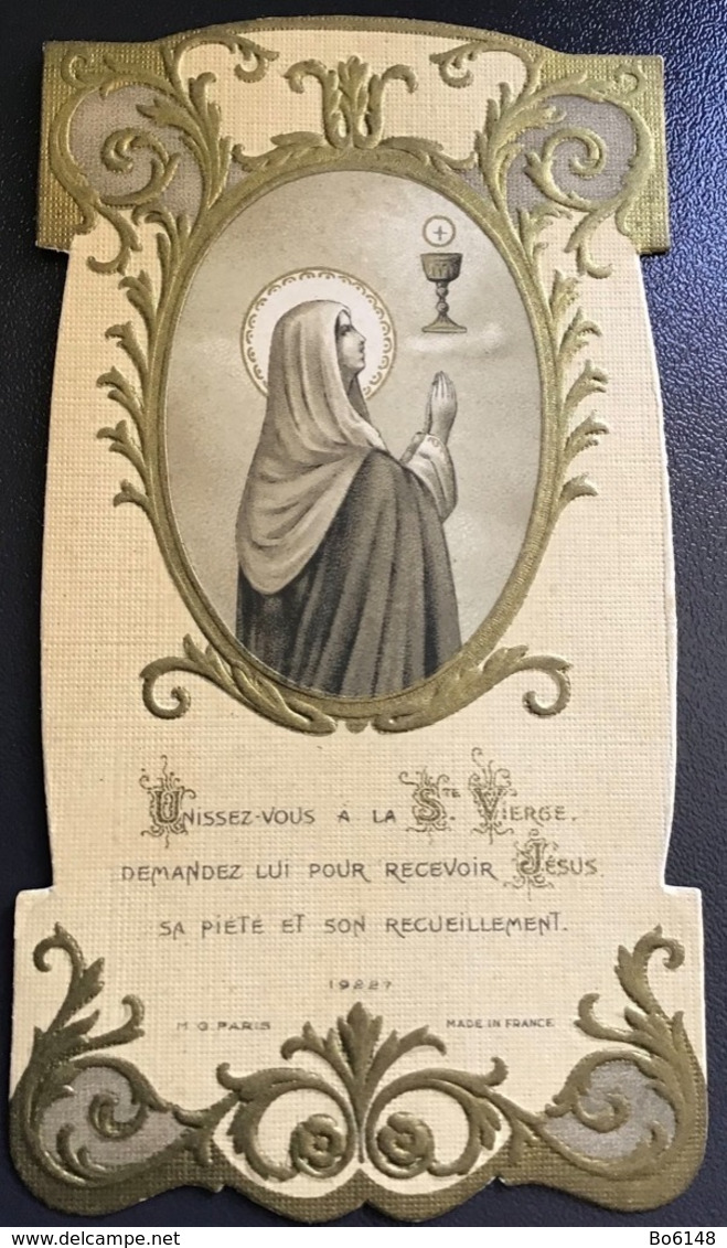 Antico Santino Holy Card “ PRIMA COMUNIONE “ 19227  Ed. M.G.  Paris - Imágenes Religiosas