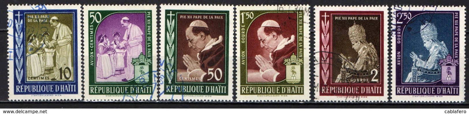 HAITI - 1959 - SERIE IN MEMORIA DI PAPA PIO XII - USATI - Haïti