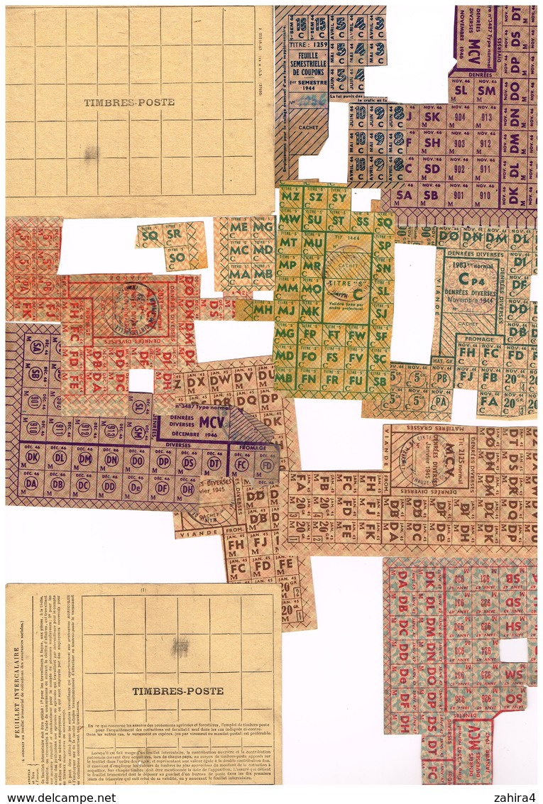 Lot 1  En Temps De Guerre Rationnement 1944 à 47 Mairie De Cintegabelle Hte-Garonne - Plus 2 Feuillet Timbres Poste 1943 - Unclassified