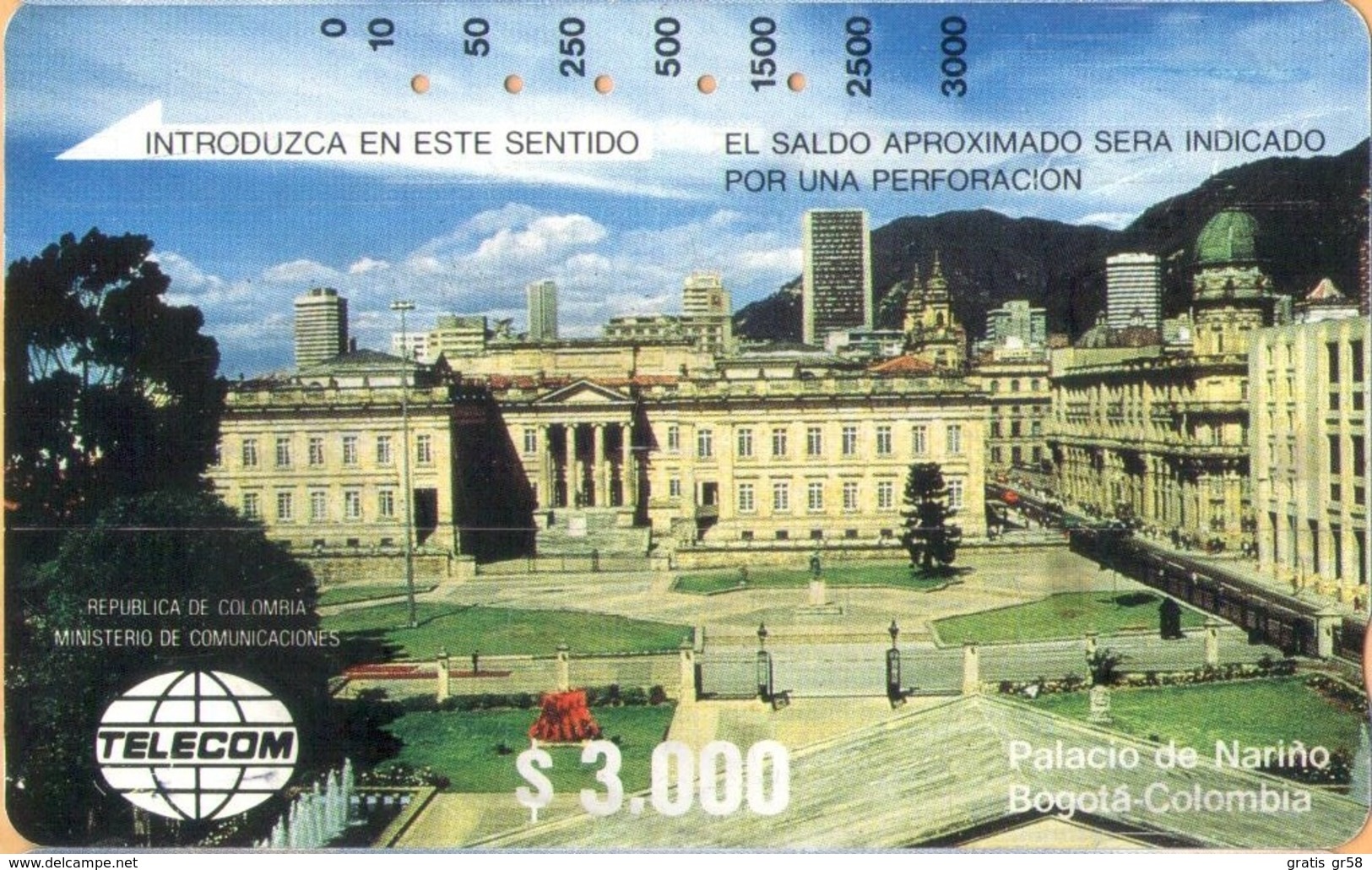 Colombia - CO-MT-01, Tamura, Palace Narino, Bogota, 3,000 $, Used As Scan - Kolumbien