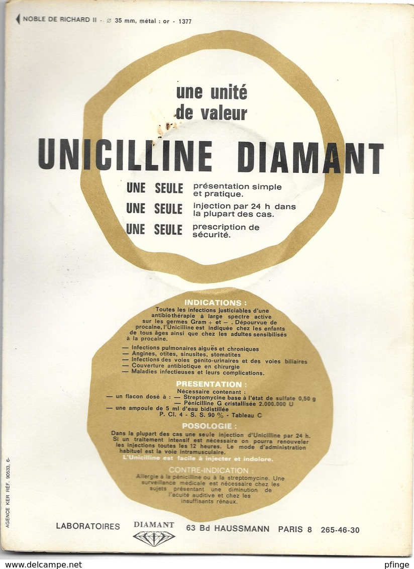 Noble De Richard II (1377)  - Publicité Médicale Unicilline Diamant - Fictifs & Spécimens