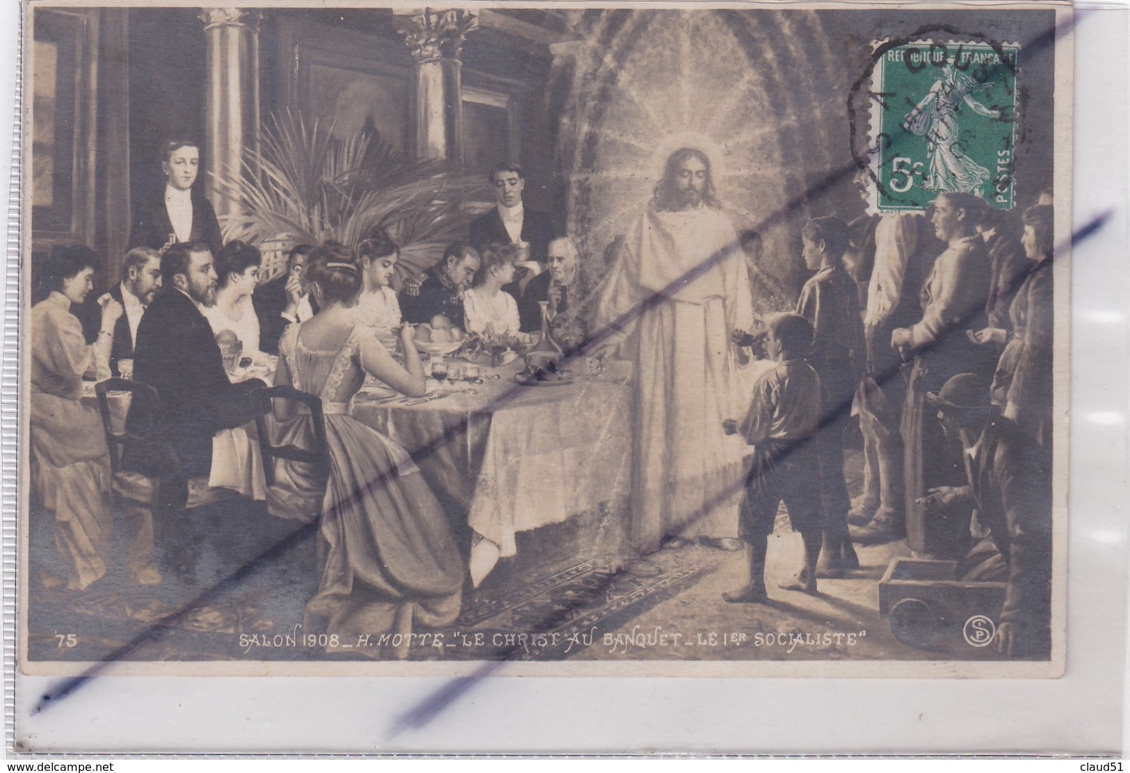 Salon 1908 - H.Motte -"Le Christ" Au Banquet-Le 1er Socialiste" - Peintures & Tableaux